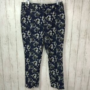 Carolina Belle Women's Blue Floral Print Ankle Trousers Size 10